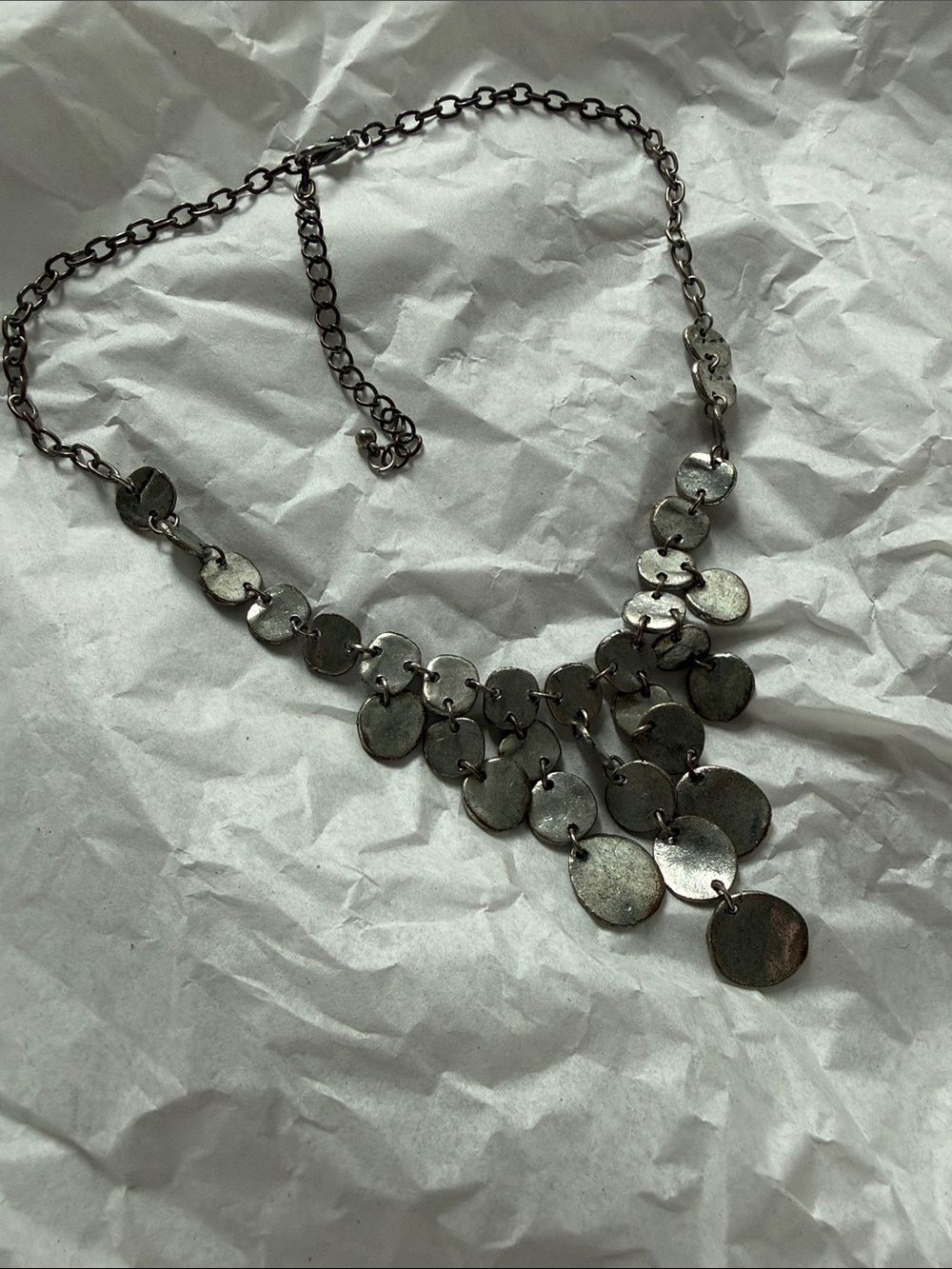 Statement Silver Tone Disc Cascade Necklace - Women Jewelry
